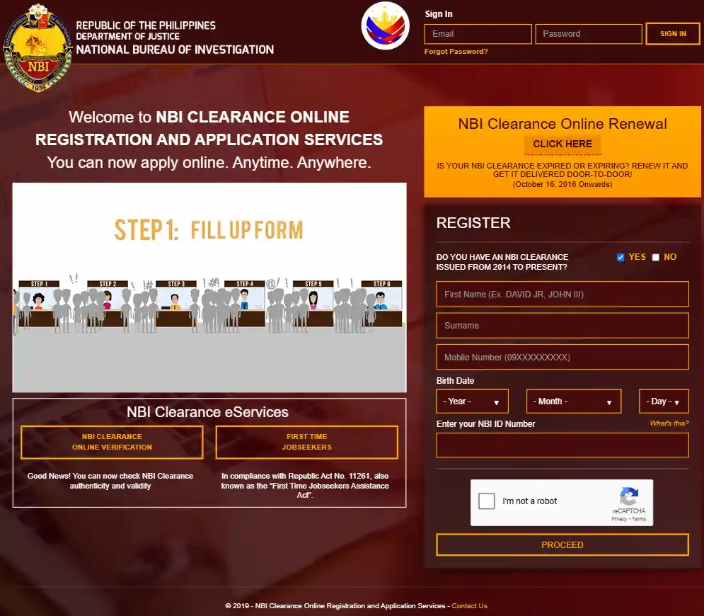 Fill NBI Form