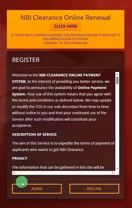 how to Register on NBI website