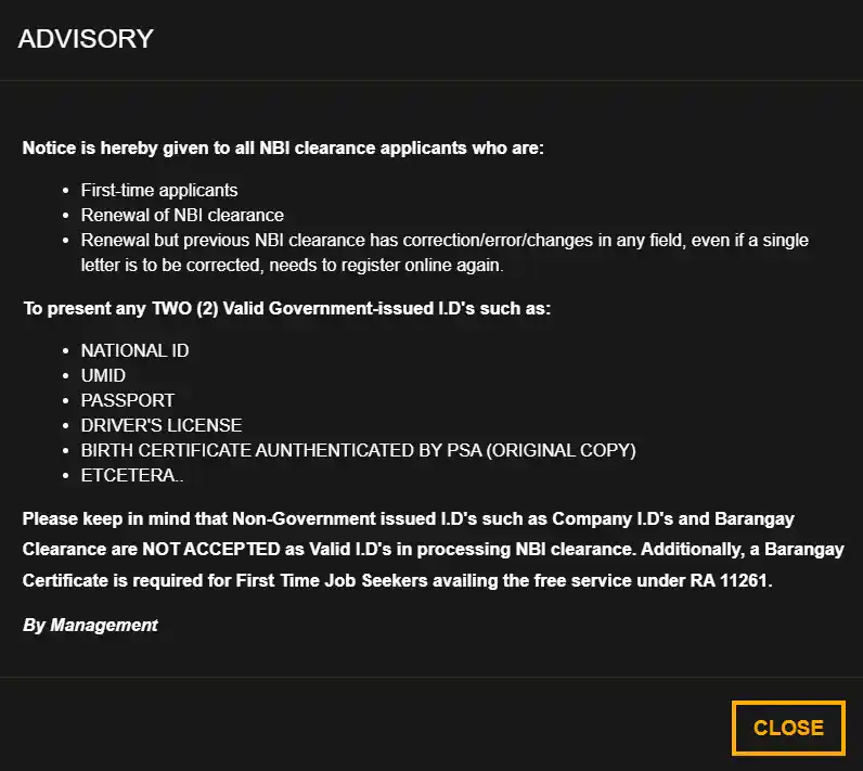 NBI Clearance Advisory for first-time and renewal applicants requiring